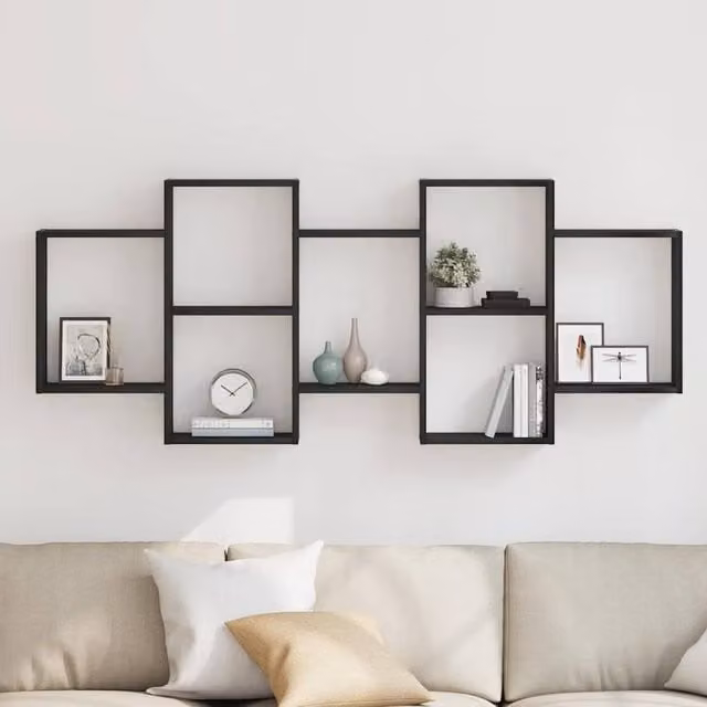 Berkfield Home Wall Shelf in Black Oak, W: 159 cm, D: 18 cm, H: 65 cm
