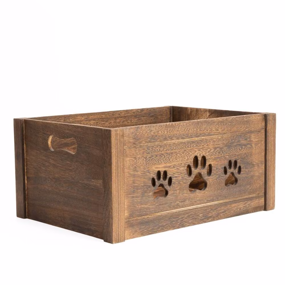 FLAVORA Brown Solid Wood Medium Storage Box with Handles W: 50.0 cm, D: 50.0 cm, H: 50.0 cm – 2