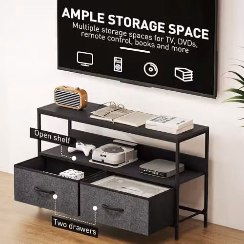 HOMCOM Industrial Black Metal TV Cabinet for Living Room or Bedroom – 4
