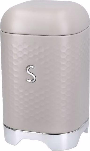 KitchenCraft Lovello Geometric Metal Sugar Canister with Snap Lid in Beige