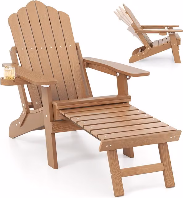 Costway Brown Patio Adirondack Chair