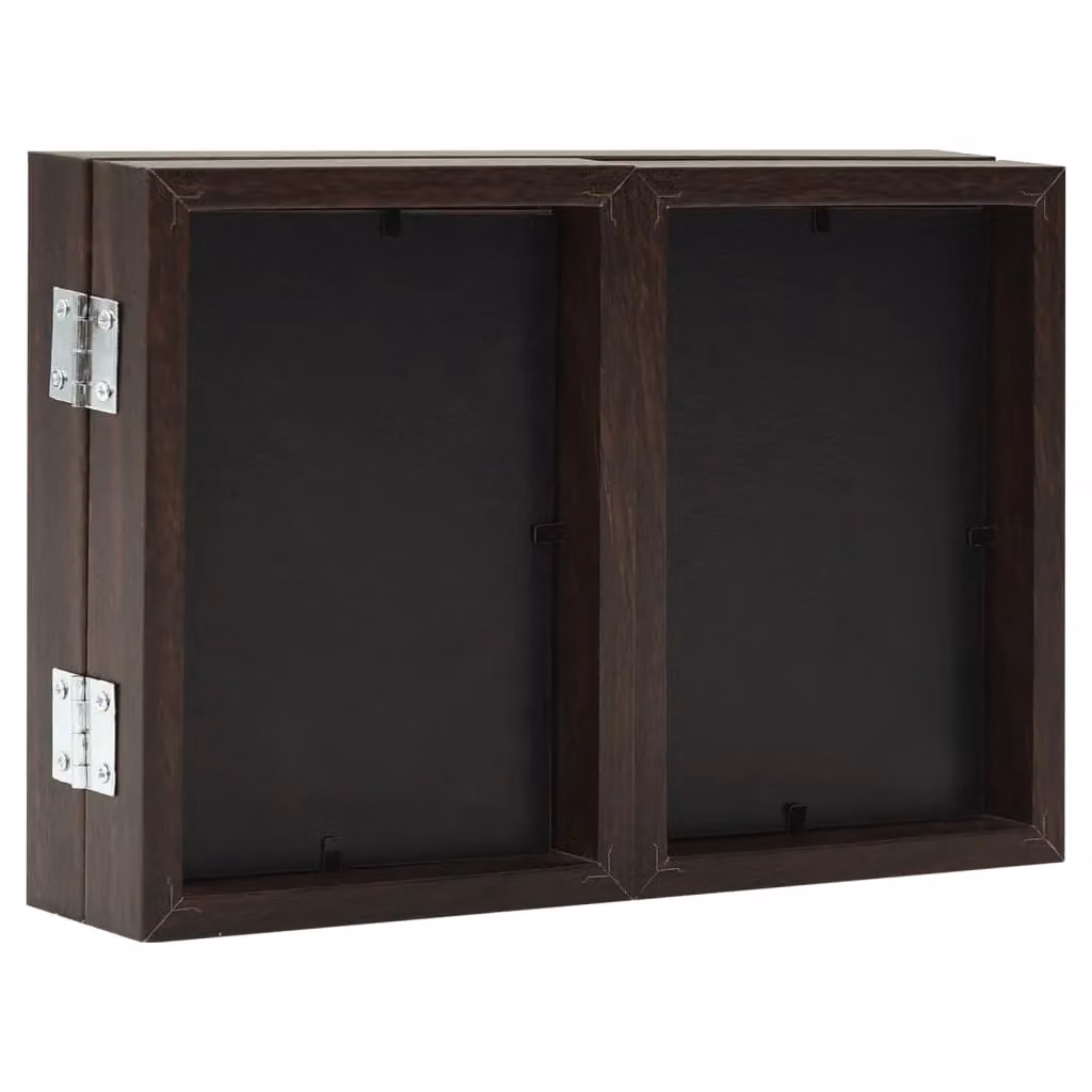 Berkfield Home Trifold Photo Frame Collage in Dark Brown, W: 28 cm, H: 18 cm – 4