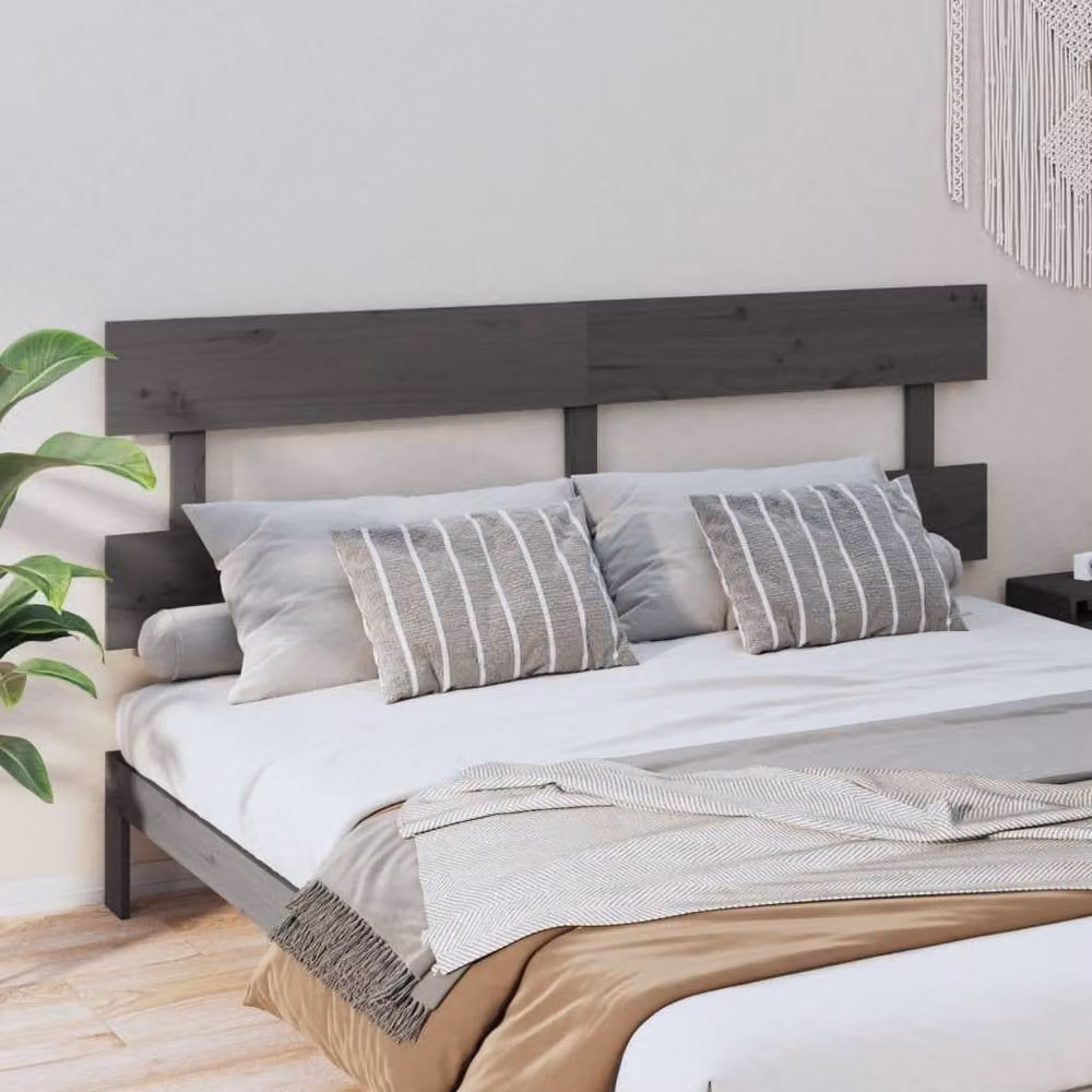 Berkfield Home Grey Rustic Solid Pine Wood Bed Headboard W: 204 cm, D: 3 cm, H: 81 cm – 1