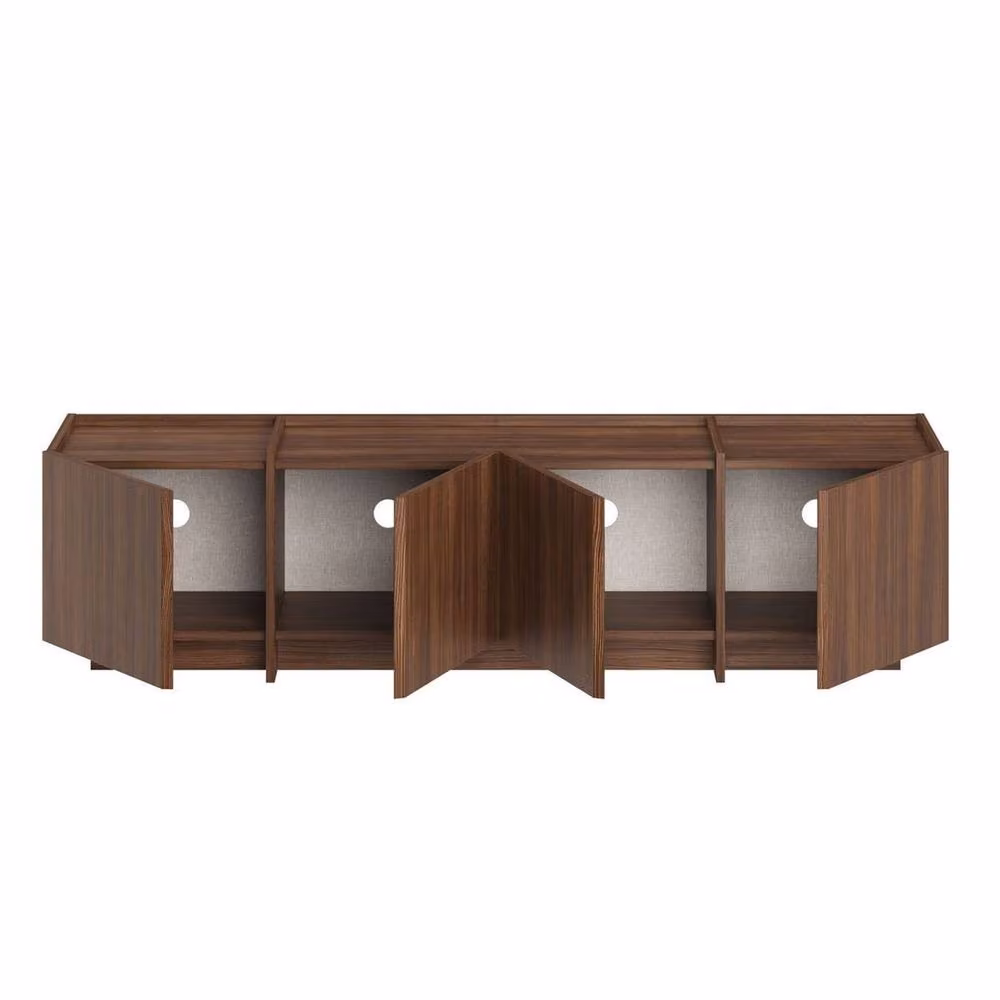 CALICOSY ARVEN 4-Door Modern TV Unit in Walnut, W: 180 cm, D: 35 cm, H: 46 cm – 4