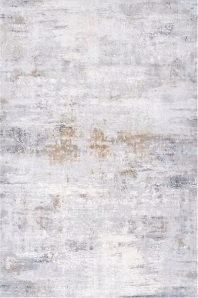 Kukoon Silver Grey Metallic Distressed Abstract Rug, W: 160 cm, D: 230 cm