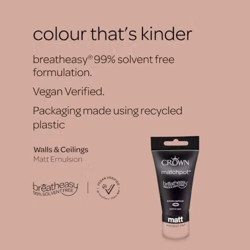 Crown Walls & Ceilings Blush Pink Matt Water Based Paint Tester Pot 40ml – 2