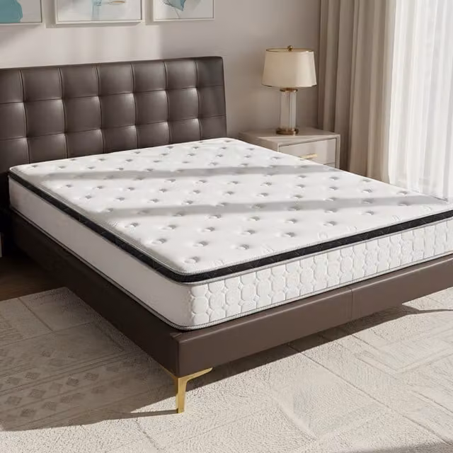 Livingandhome Hybrid Pocket Spring Mattress in White, Single, W/D/H: 90 x 190 cm