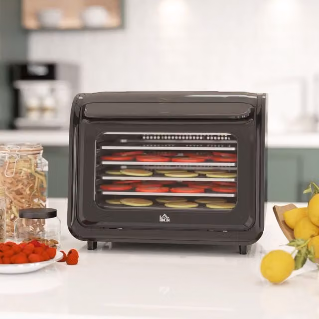 HOMCOM Food Dehydrator with 6 Stainless Steel Trays for Fruit and Meat, Black – 1