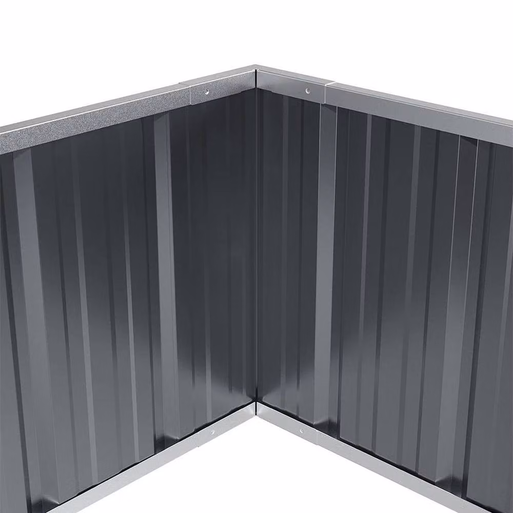 FLAVORA Grey Galvanised Steel Raised Garden Bed W: 240 cm, D: 80 cm, H: 45 cm – 4