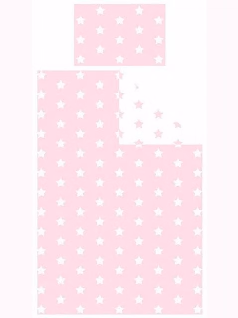 Bedding & Beyond Stars Fitted Bed Sheet Set with Pillowcase, Pink, White and Grey, W/D/H: 90 x 190 cm