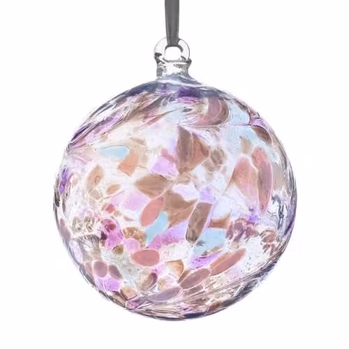 Sienna Glass Hanging Pearl Friendship Ball Bauble, White and Multicolour, Diameter: 10 cm – 1