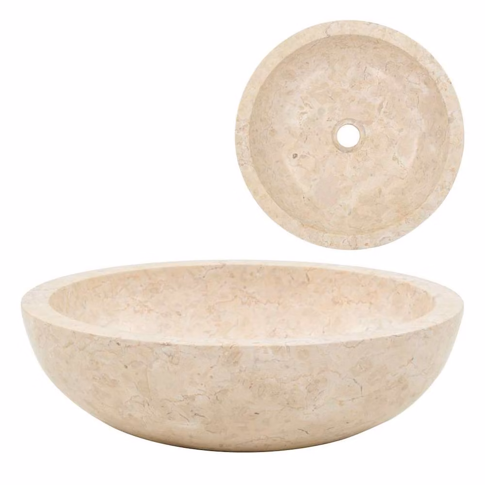 Berkfield Home Sink in Cream Marble, W: 40 cm, D: 12 cm, H: 12 cm – 2