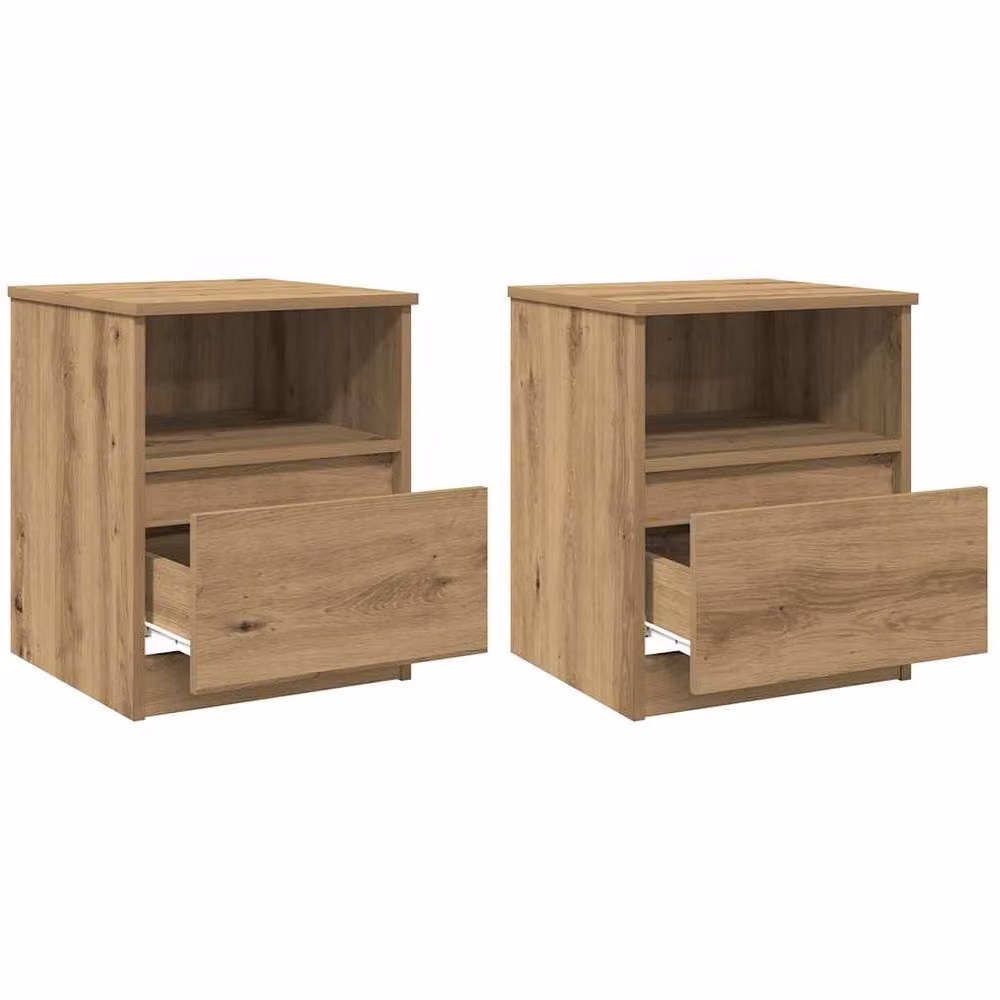 Berkfield Home Classic Bedside Cabinets, 2 Piece Set in Artisan Oak Brown, W/D/H: 40 x 40 x 50 cm – 2