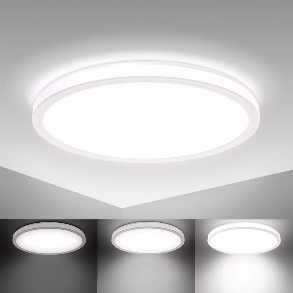 B.K.Licht Modern Round LED Ceiling Light, 18W, 4000K Neutral White, 2400Lm, Dimmable, White – 6