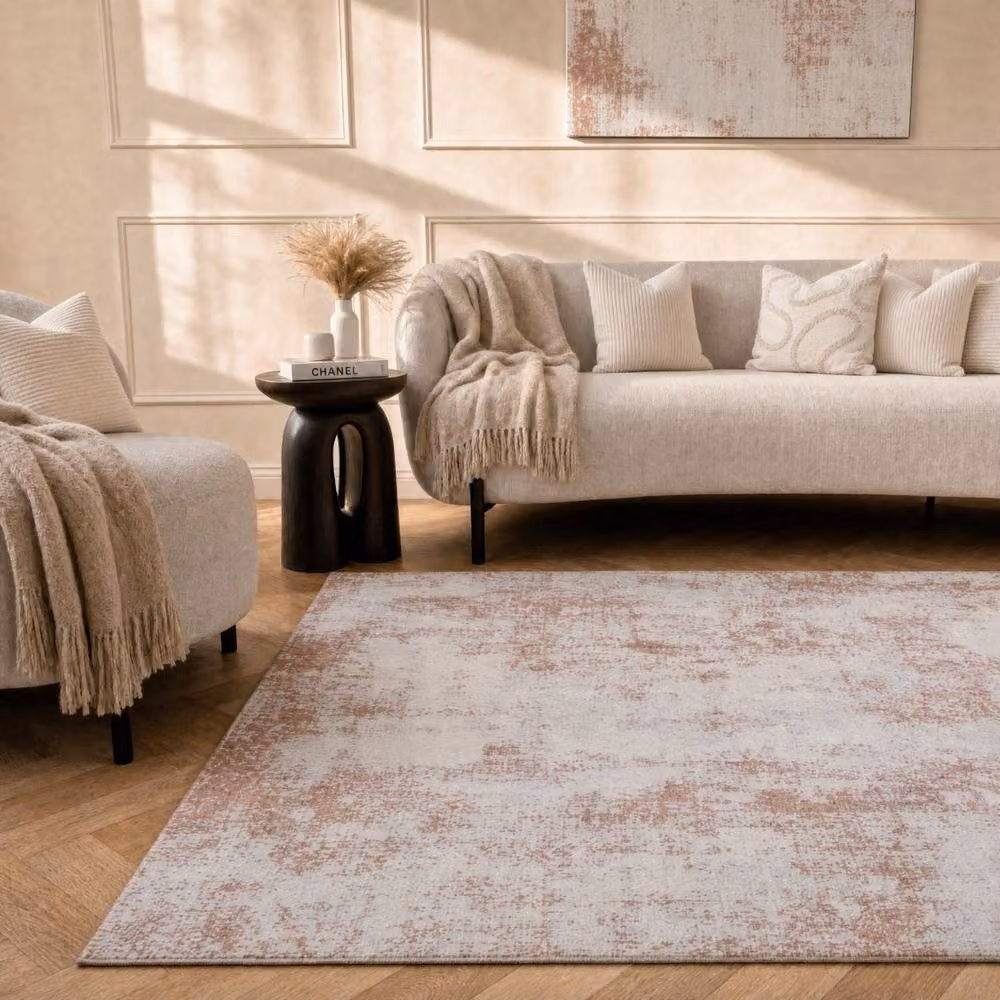 THE RUGS Elaris Stain Resistant Abstract Distressed Area Rug, Pink, W: 80 cm, L: 150 cm – 2