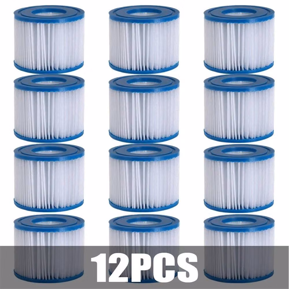 Nordara 12-Pack White Cartridge Filter Replacement for Bestway Lay-Z-Spa Size VI Vegas and Monaco – 6