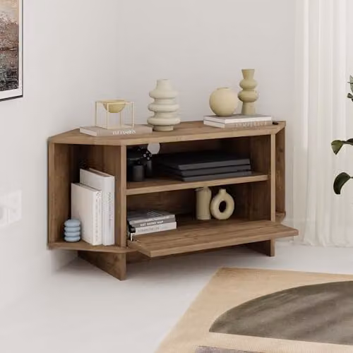 HOCUS PICUS Modern Corner TV Unit in Brown, White and Green – 5