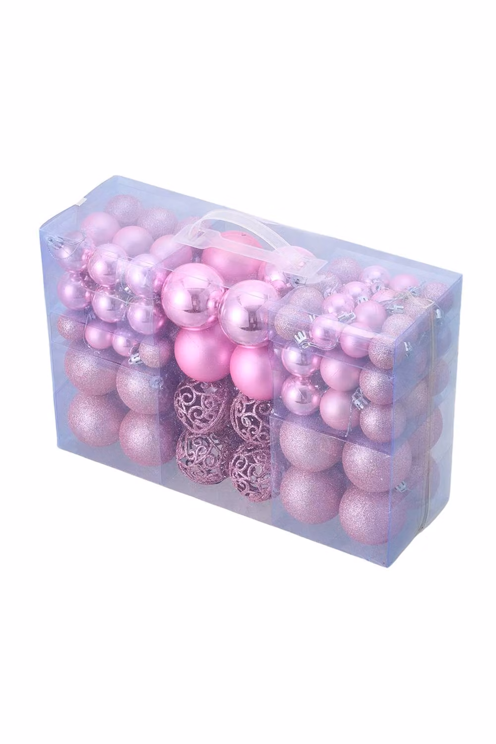 Living and Home 100-Piece Pink Christmas Bauble Ornament Set with Glitter and Abstract Geometric Cutout Design – 5