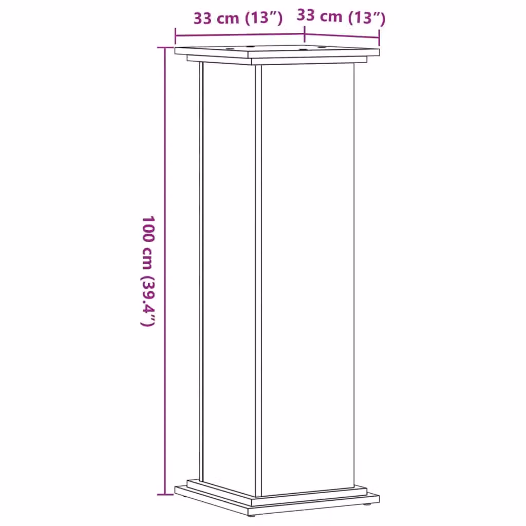 Berkfield Home Modern Grey Sonoma Plant Stand, W/D/H: 33 x 33 x 100 cm – 2