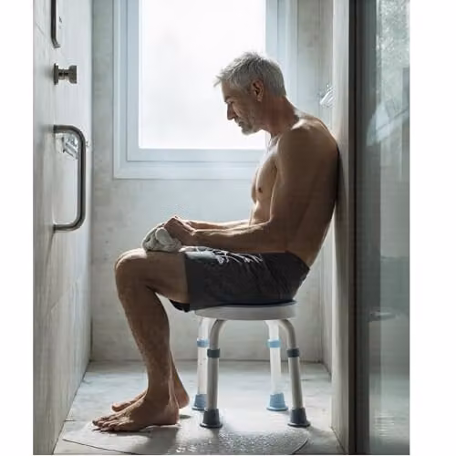 Gr8 Home Rotating Non-Slip Bathroom Shower Stool with Adjustable Height in Blue or White – 2