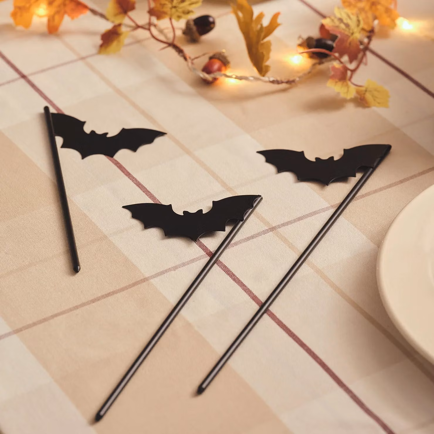 Lights4fun 3 Black Bat Halloween Tabletop Decorations – 1