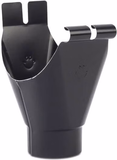 Galeco Black Galvanised Steel Half Round Gutter Running Outlet, 120mm