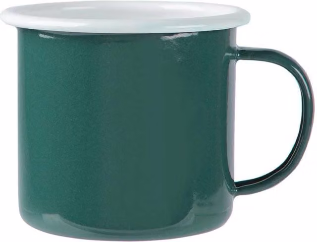 Kelvenix 12-Piece Green Enamel Steel Mugs, 375ml
