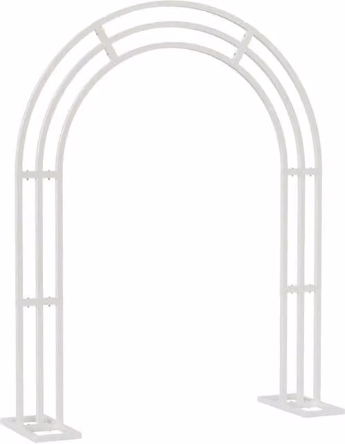 NESTLUNE Heavy Duty Metal Garden Arch Rose Arbor in White W/D/H: 100 x 80 x 100 cm – 1