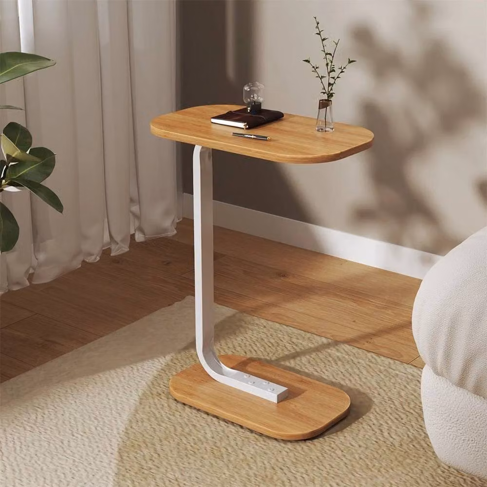 KORVIXA Brown Wood Movable Sofa Side Table with Castors for your Living Room – 2