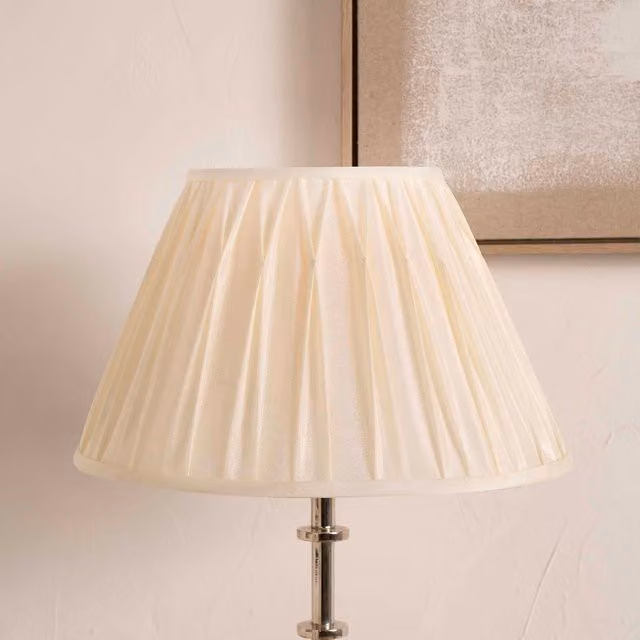 Ruma White Poly Silk Pleated Cone Lampshade for Table and Floor Lamps, Diameter: 20.32 cm