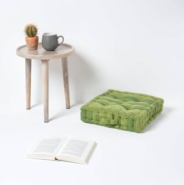 Homescapes Moroccan Square Cotton Floor Cushion in Green