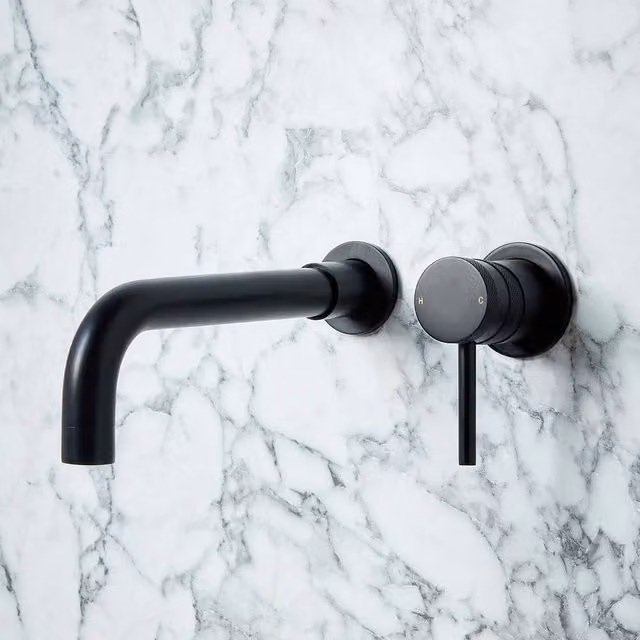 Bathroom Kingdom Venice Matt Black Wall Mounted Single Lever Basin Mixer Tap