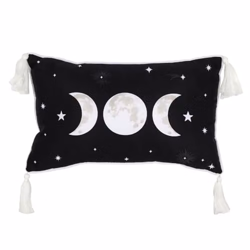 KDMD Triple Moon Rectangular Cushion in Black, White and Grey, W/D/H: 40 x 40 x 10 cm