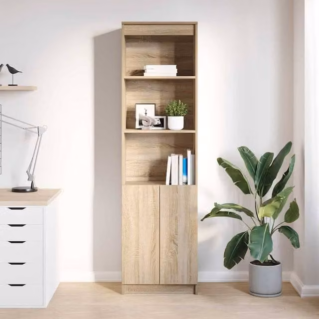 Berkfield Home Sonoma Oak Highboard in Beige, W/D/H: 50 x 35 x 180 cm