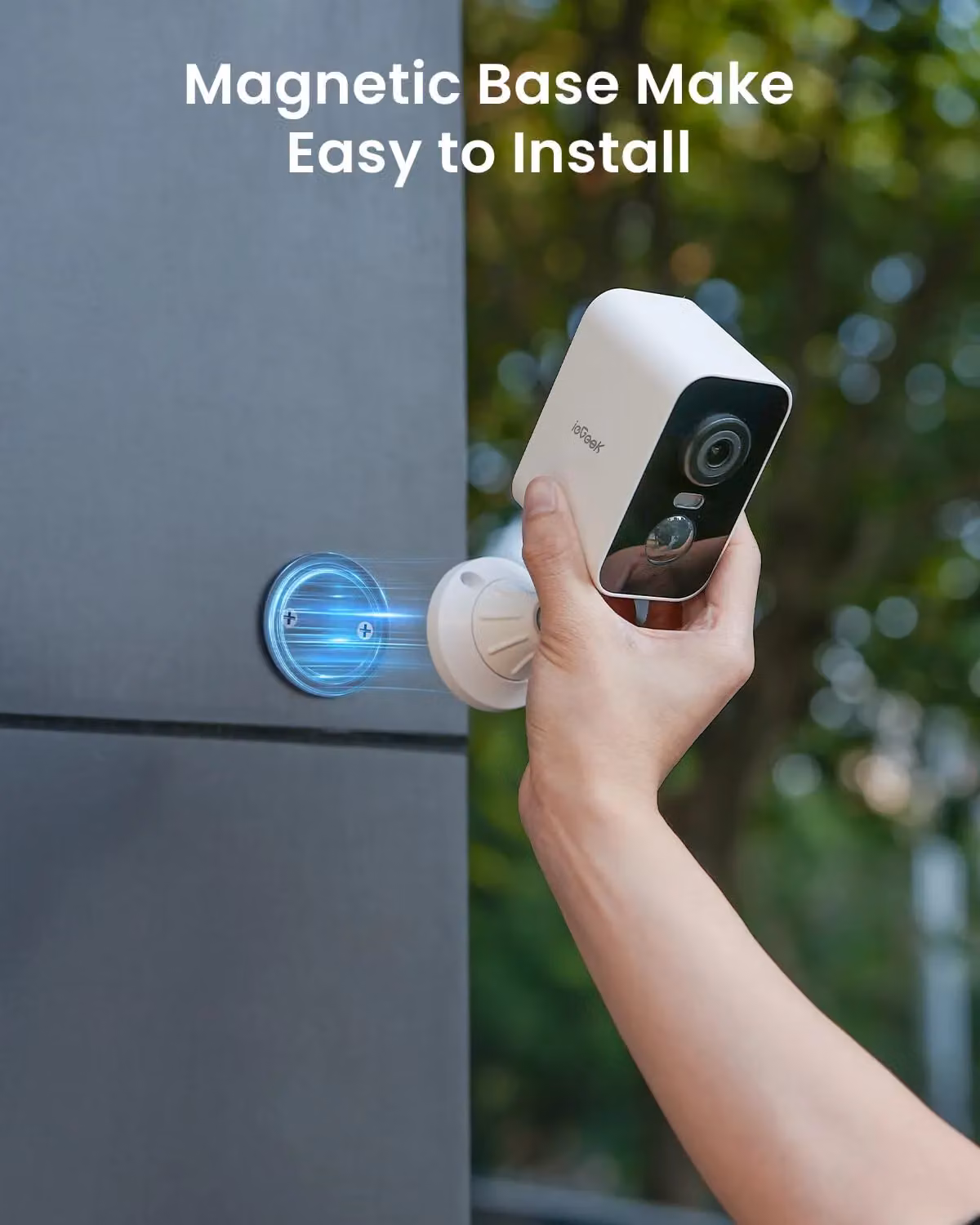 iegeek Wireless Magnetic Security Camera 2K with Rechargeable Battery, White – 2