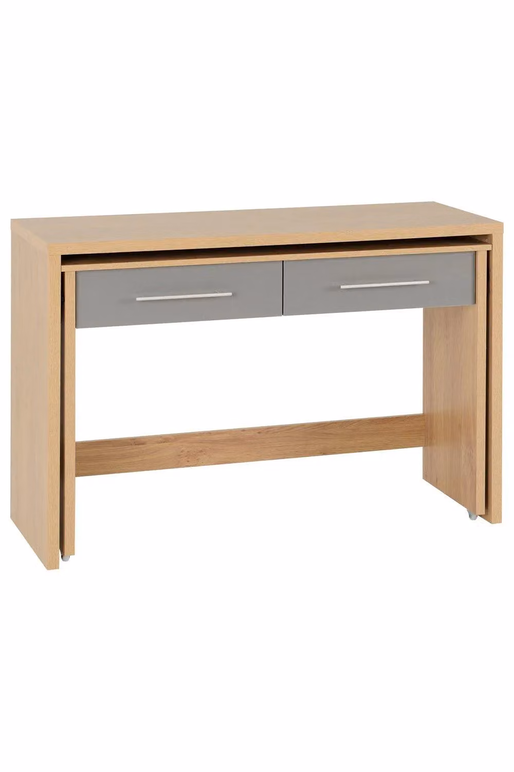 Seconique Seville Modern Grey and Oak Glossy 2 Drawer Writing Desk – 2