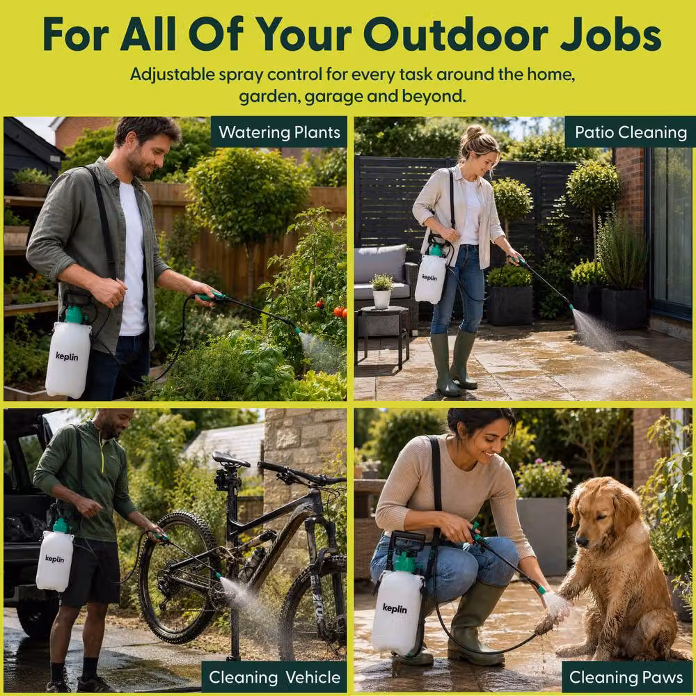 Keplin 5L Manual Pressure Sprayer in White and Transparent – 9