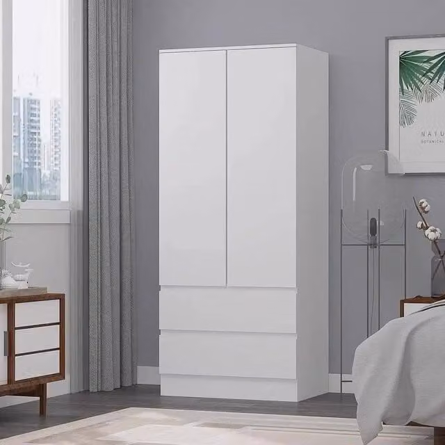 SPETLEK Modern 2 Door 2 Drawer Wardrobe in Matt White