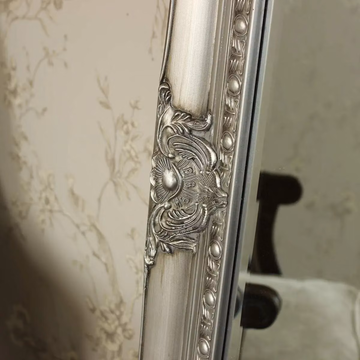 Melody Maison Large Ornate Silver Wall and Floor Mirror, H 176 cm x W 76 cm – 2