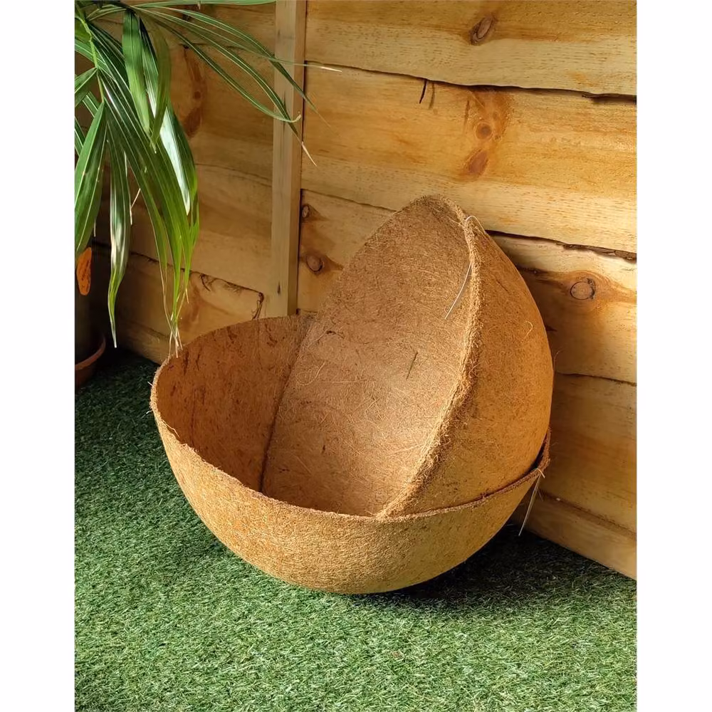 VOGREX 2 Pack Brown Cupped Coco Hanging Basket Liners for 14 Inch Baskets – 2