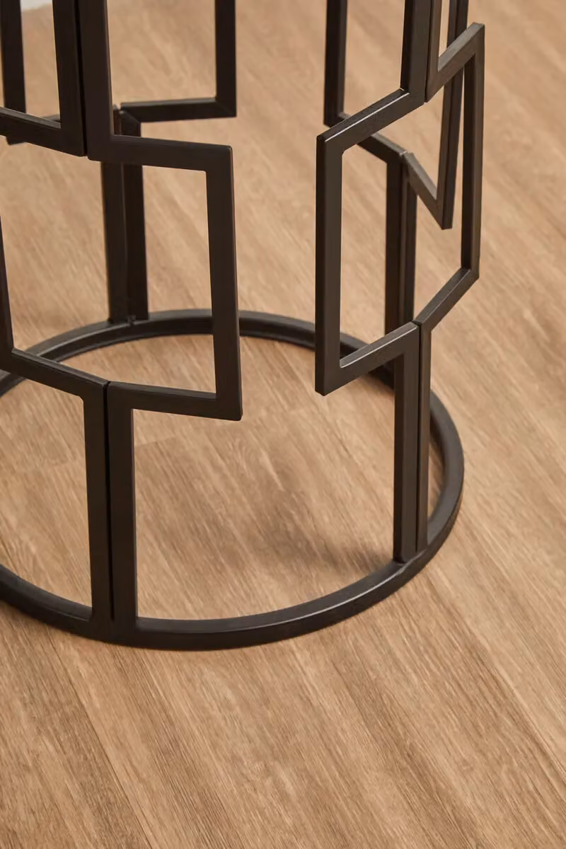 Orsina Set of 2 Modern Black Square Accent Tables with Glossy Glass Tops and Metal Sled Base – 3