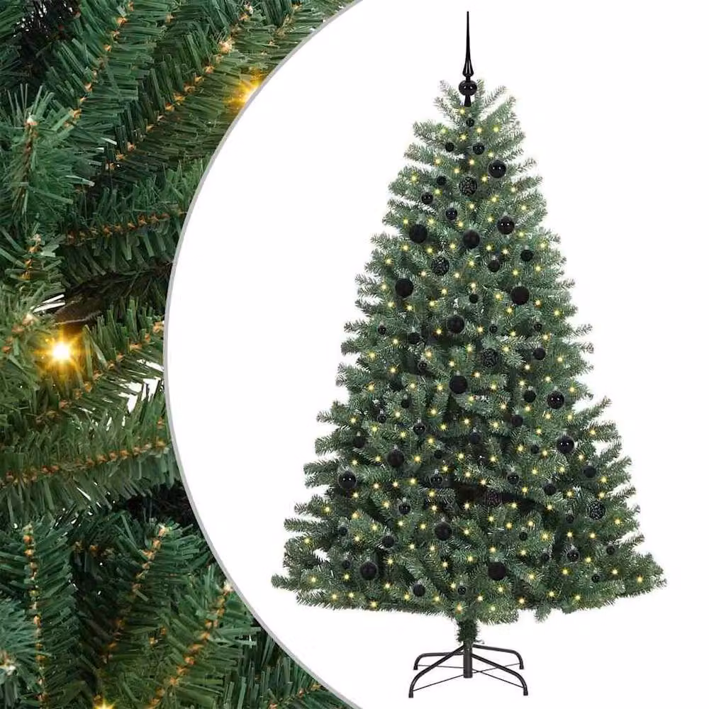 Berkfield Home Realistic Artificial Hinged Christmas Tree in Green, Height: 210 cm – 3