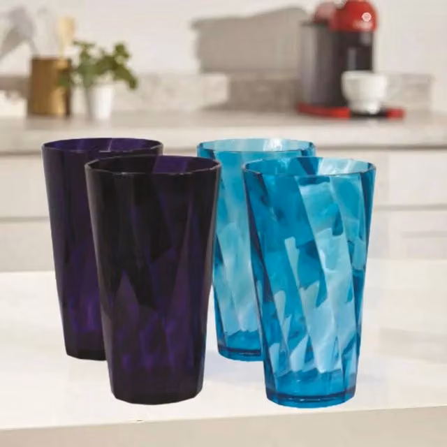 Marco Paul Set of 4 Blue Plastic Stackable Tumblers