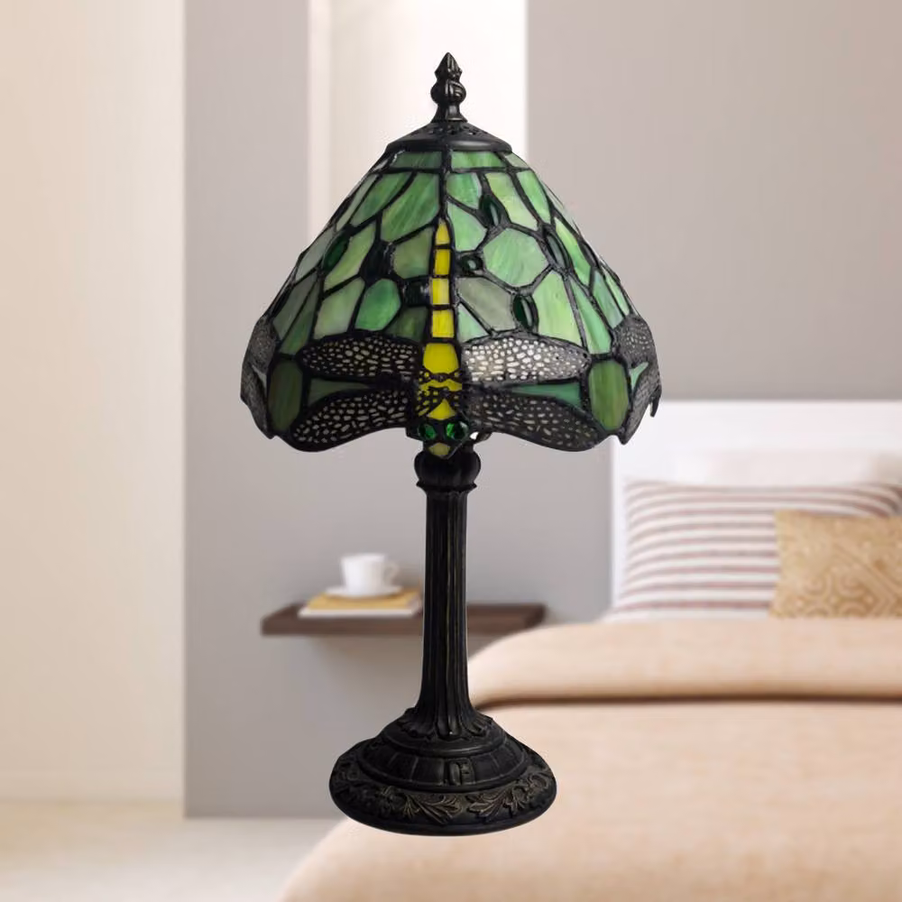 First Choice Lighting Laurel Green Tiffany Dragonfly Table Lamps, Set of 2, Bronze, Height: 36 cm – 3