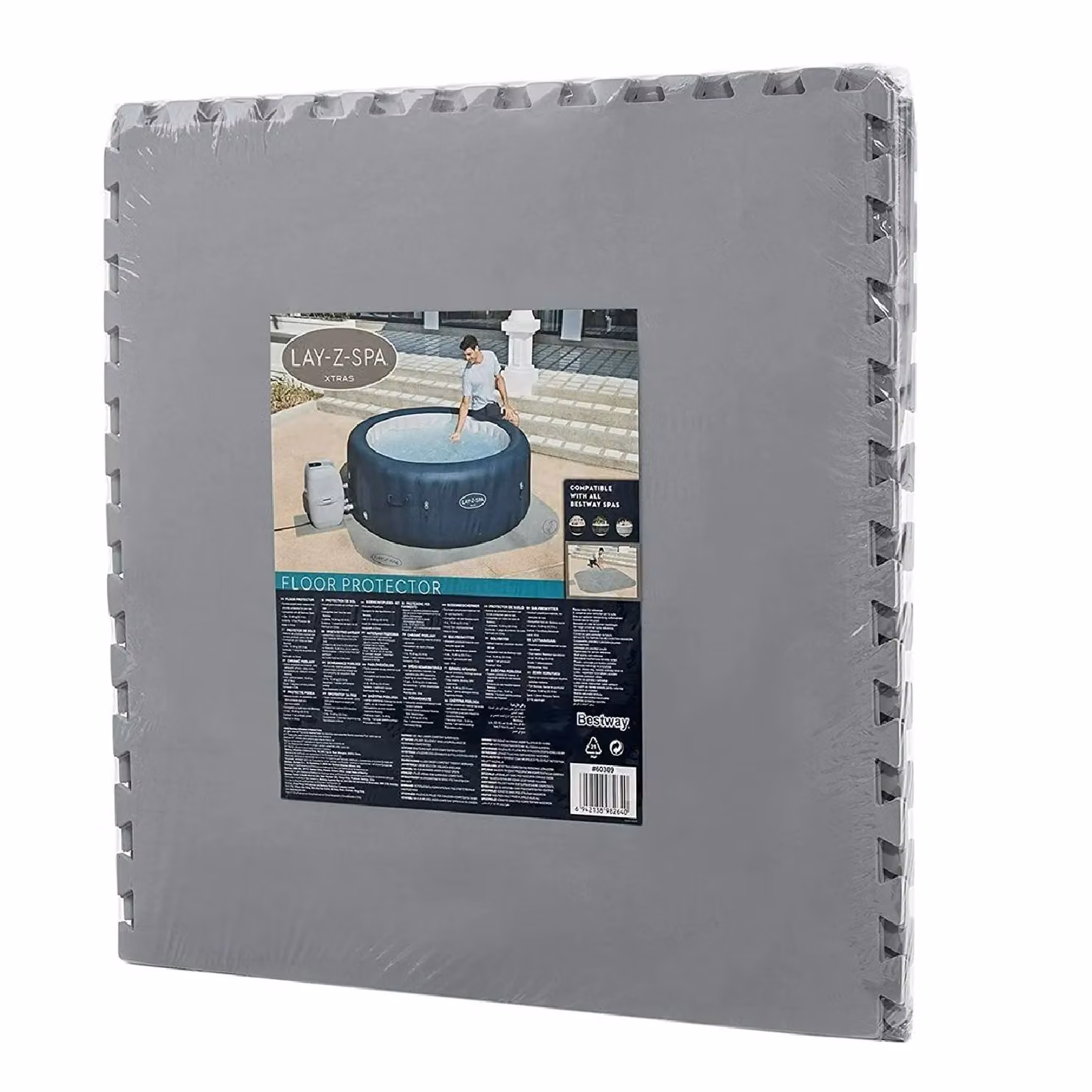 Bestway Lay-Z-Spa Square Foam Floor Protector and Insulation Mat, Grey, W/D: 216 x 216 cm – 5