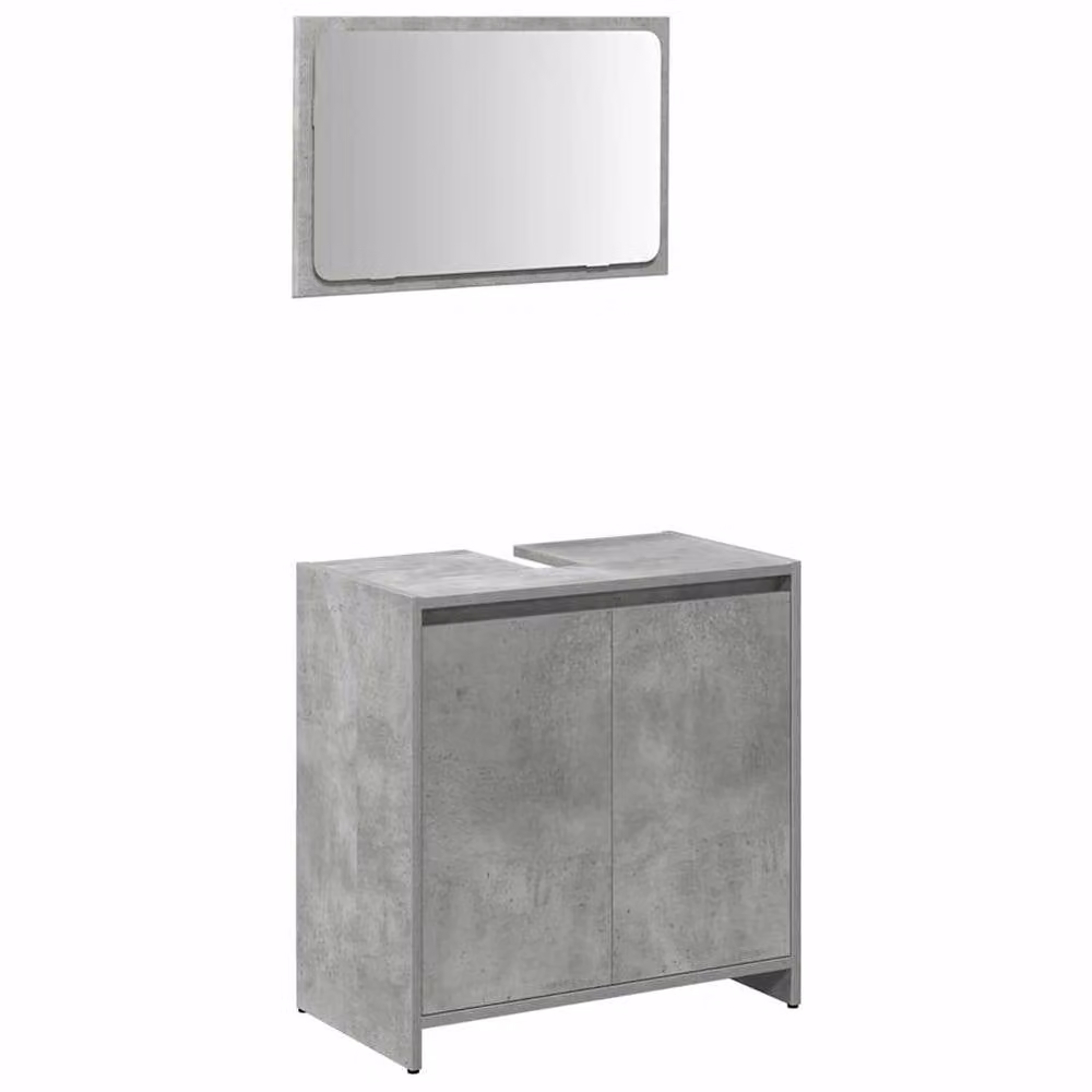 Berkfield Home 3 Piece Modern Bathroom Furniture Set in Matt Concrete Grey – 2