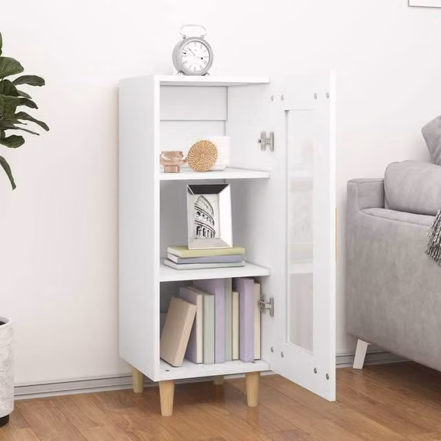 Berkfield Home White Sideboard in Engineered Wood W/D/H: 34.5 x 34.0 x 90.0 cm