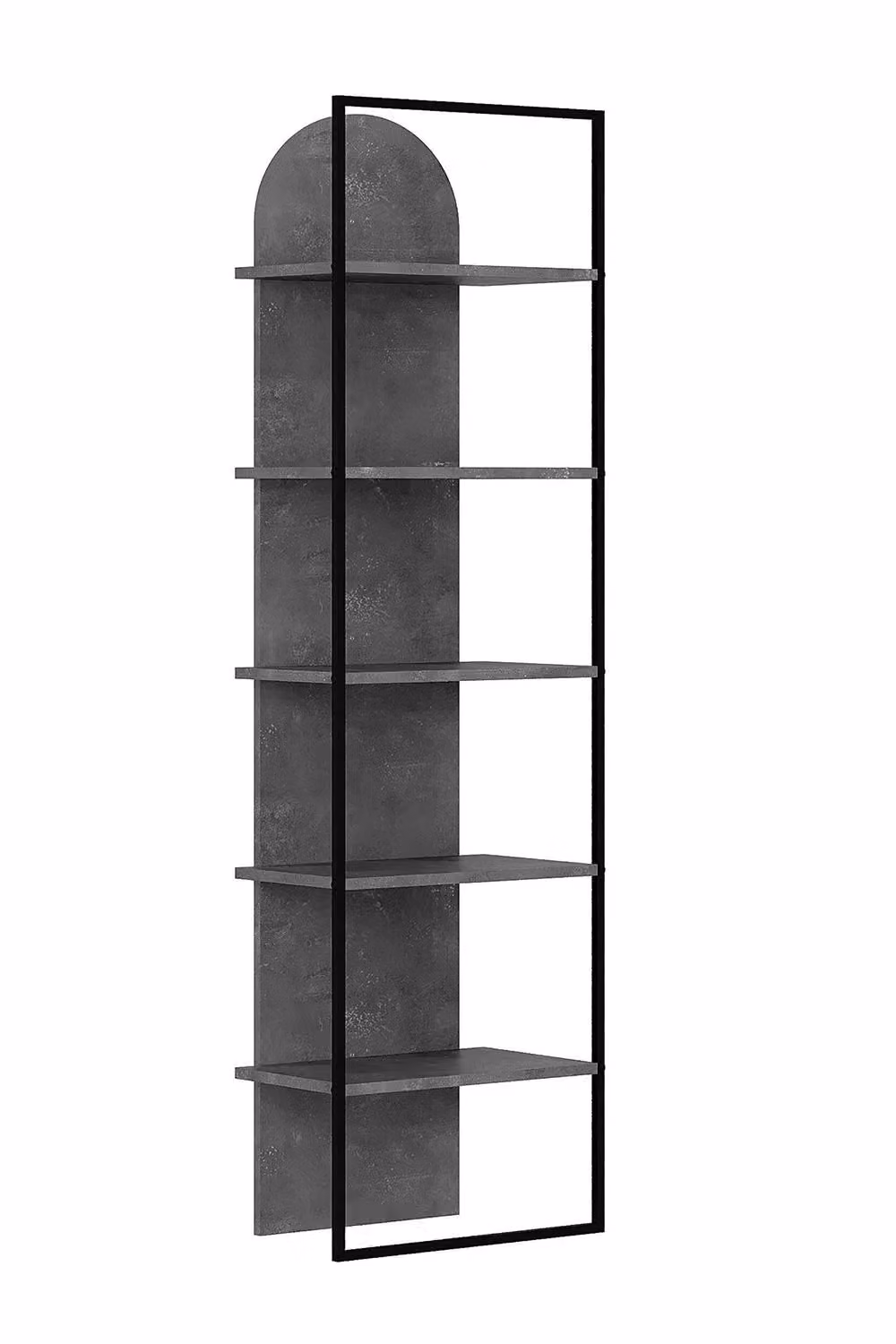 FWStyle 5 Tier Modern Bookcase with Grey and Black Metal Frame and MDF Shelving – 3