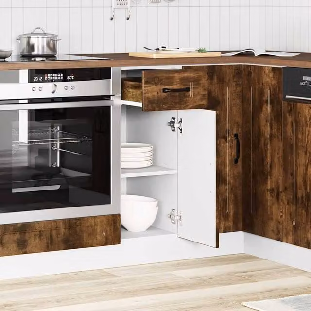 Berkfield Home Kalmar Kitchen Base Cabinet in Smoked Oak Brown, W/D/H: 46.0 x 30.0 x 81.5 cm – 1
