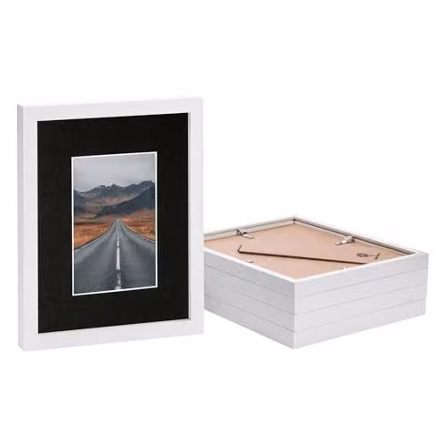 Nicola Spring Pack of 5 Rectangular Photo Frames with Black Mount, White Colour, 10 x 15 cm